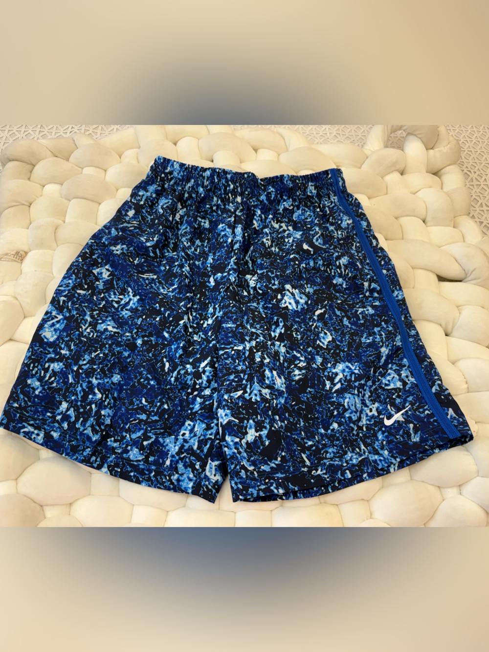 Nike Kids Blue Marble-Print Training Shorts